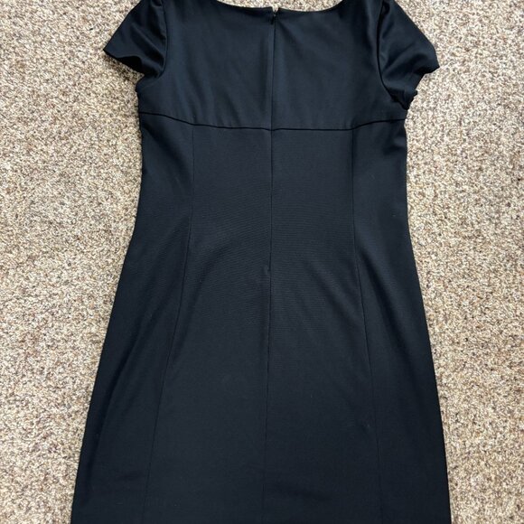 Jones Wear Dress Black Beige Pattern Cap Sleeve - Women's Size 14 - 1974 - Picture 3 of 3